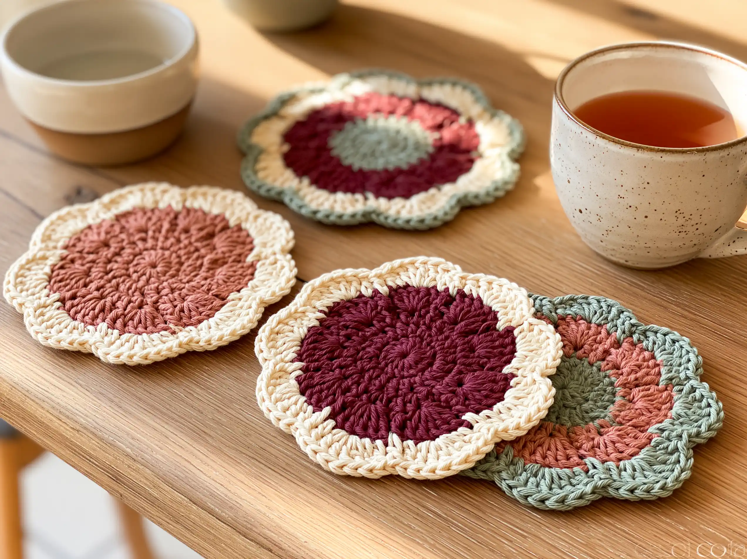 Dessous de verre au crochet aux couleurs modernes