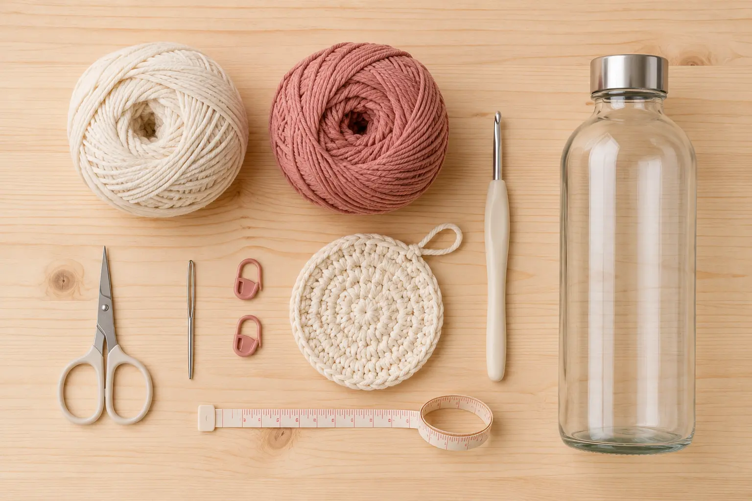 matériel pour Porte-bouteille crochet avec fil de coton, crochet et bouteille