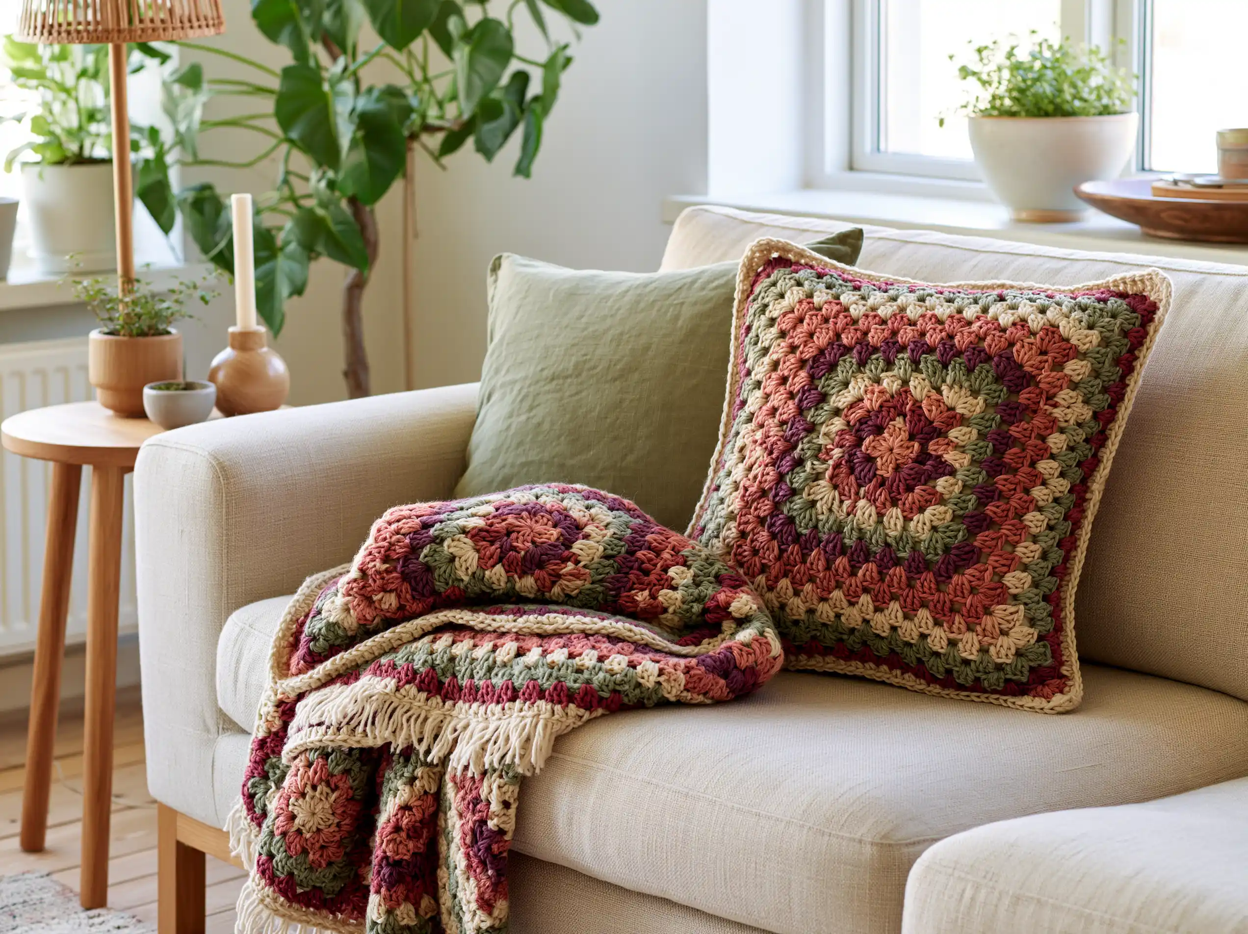 Coussins et plaids au crochet pour une maison chaleureuse