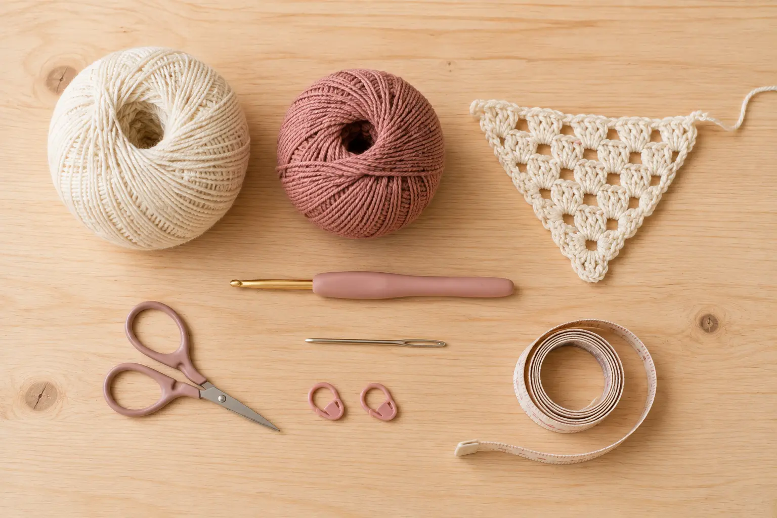 matériel pour bandana crochet avec fil de coton et crochet