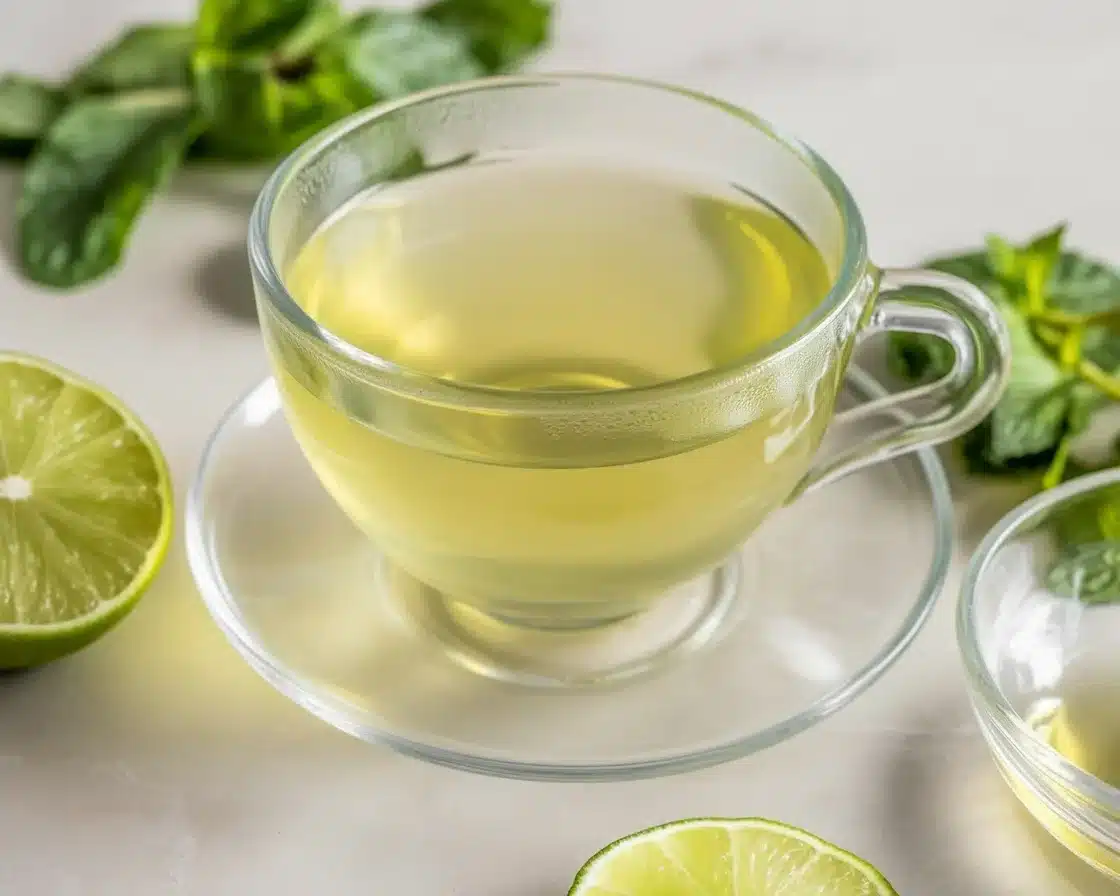 Lemon Balm drink recipe for weight loss with fresh herbs and lemon slices