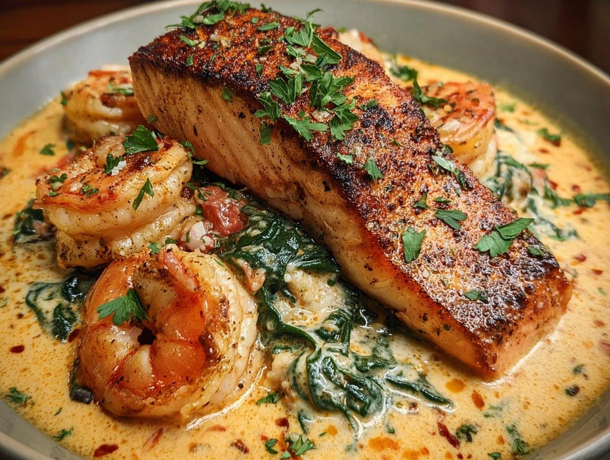 Cajun Salmon Shrimp: 30-Minute Flavor Magic 1 Cajun Salmon Shrimp: 30-Minute Flavor Magic - Cajun Salmon Shrimp - additional detail
