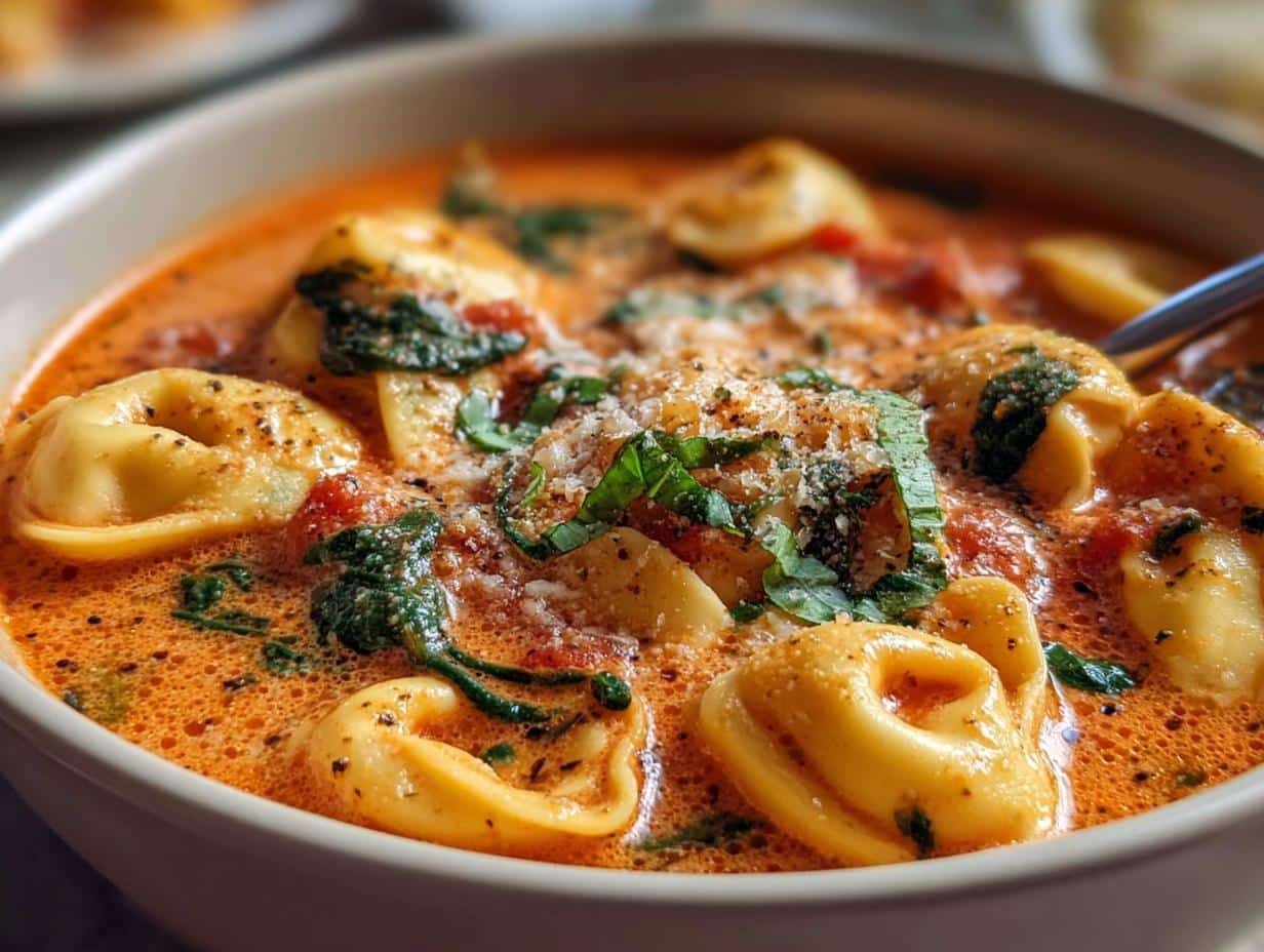 Creamy Tomato Spinach Tortellini: 40 Min Magic 1 Creamy Tomato Spinach Tortellini: 40 Min Magic - Creamy Tomato Spinach Tortellini - additional detail