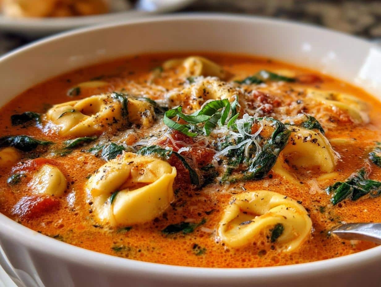 Creamy Tomato Spinach Tortellini: 40 Min Magic 2 Creamy Tomato Spinach Tortellini: 40 Min Magic - Creamy Tomato Spinach Tortellini - additional detail
