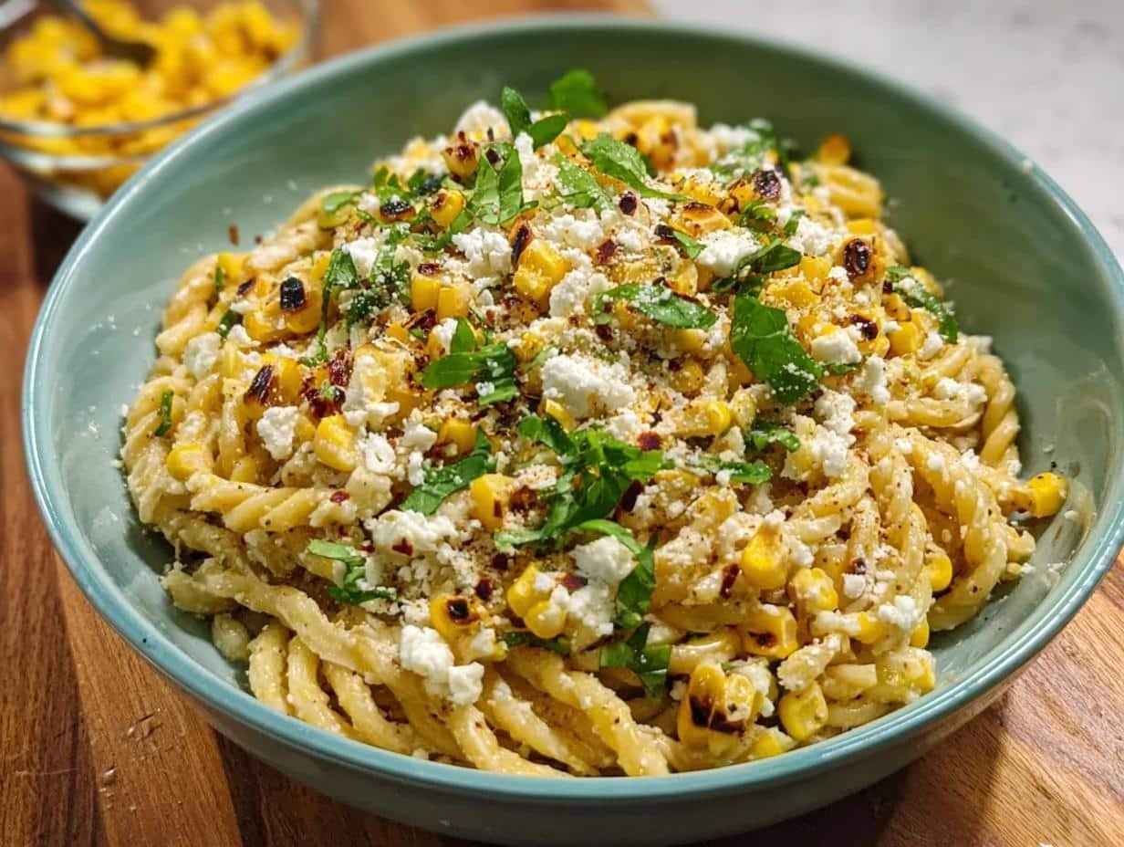 Creamy Street Corn Pasta: 15 Min Fiesta - Creamy Street Corn Pasta - additional detail