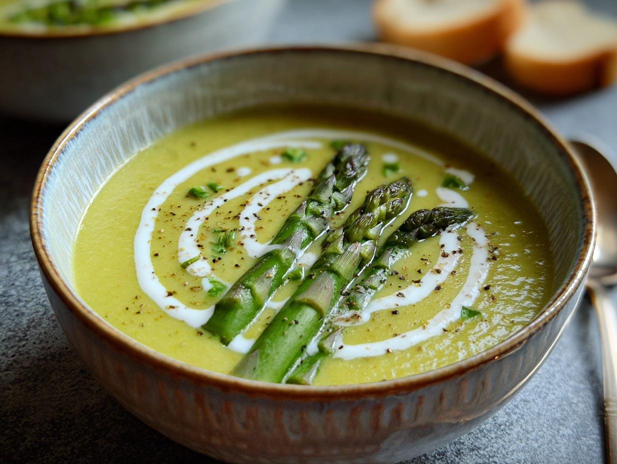 Amazing Asparagus Soup in Under an Hour - Asparagus Soup - close-up of creamy texture