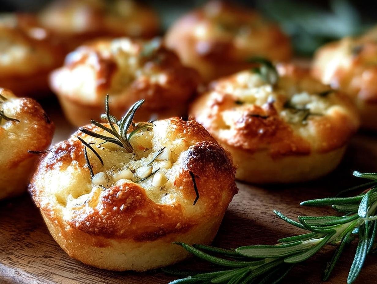 Garlic Rosemary Focaccia Muffins: 1 Savory Bake 2 Garlic Rosemary Focaccia Muffins: 1 Savory Bake - Garlic Rosemary Focaccia Muffins - additional detail