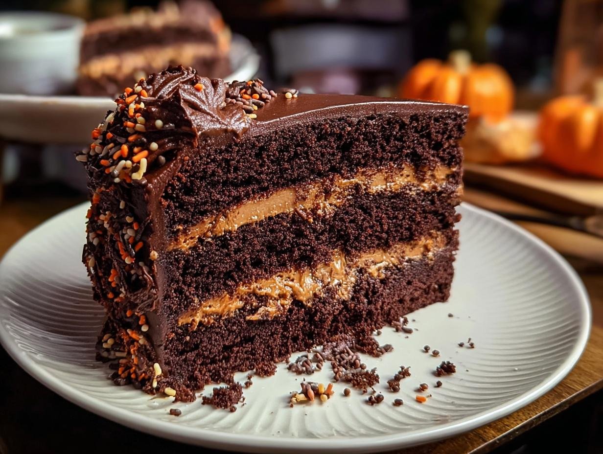 Halloween Cake: 1 Decadent Chocolate Delight - Halloween Chocolate Delight Cake - additional detail