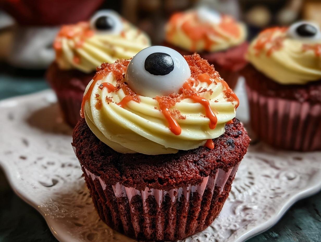 Red Velvet Halloween Eyeball: 1 Spooky Treat - Red Velvet Halloween Eyeball - additional detail