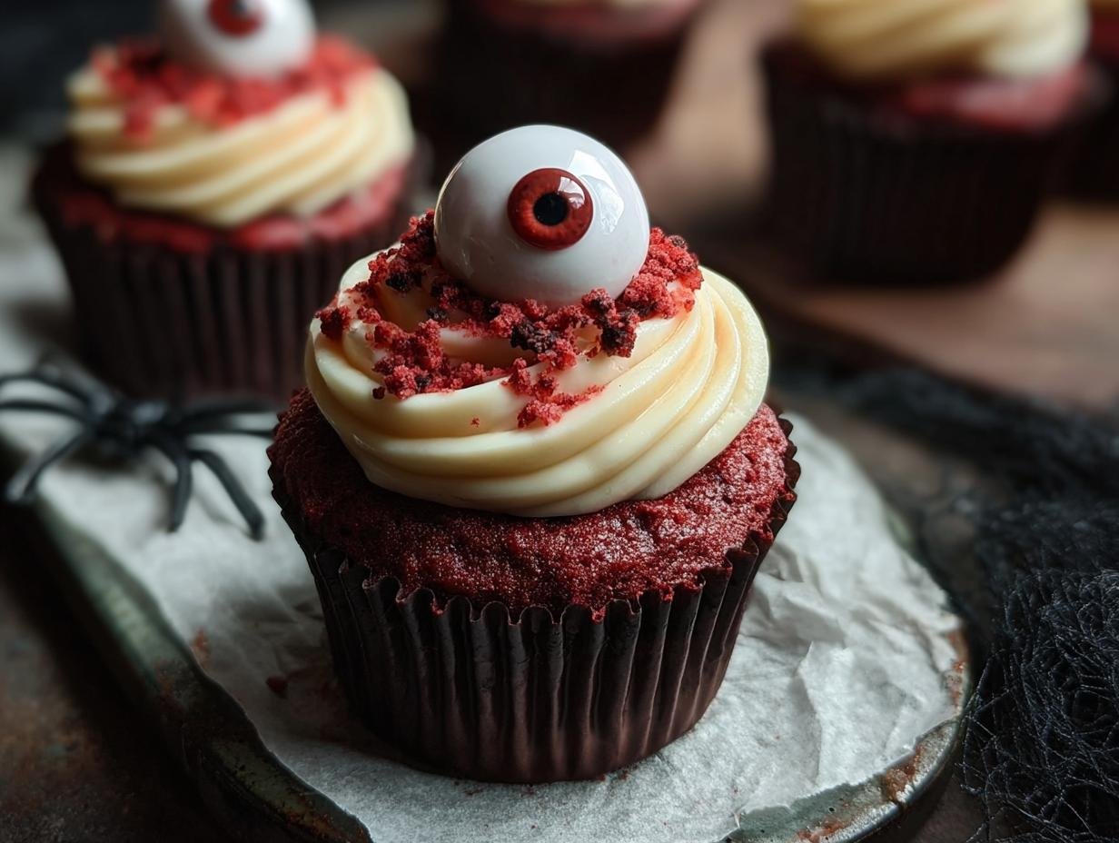 Red Velvet Halloween Eyeball: 1 Spooky Treat - Red Velvet Halloween Eyeball - additional detail