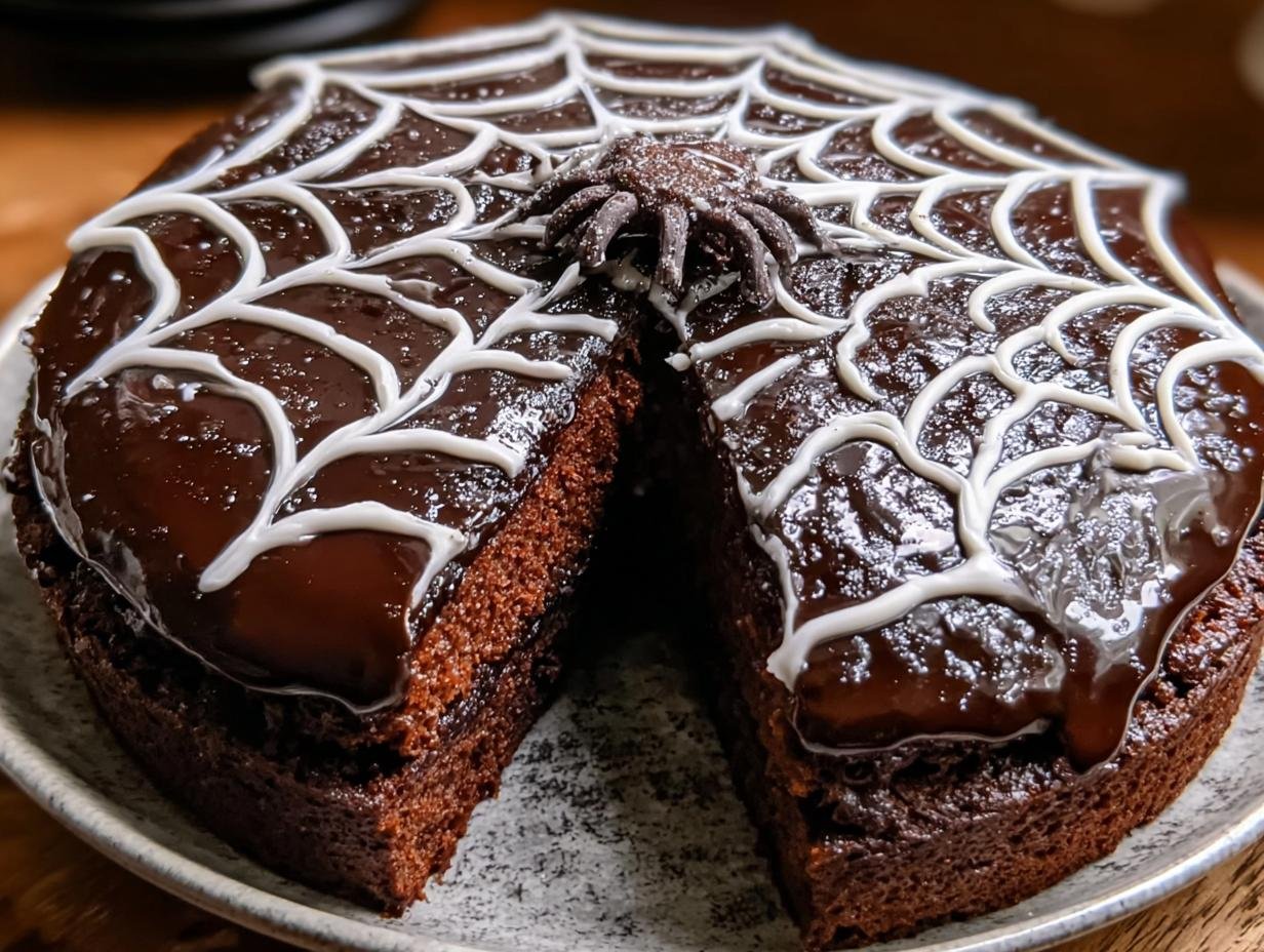 Spiderweb Chocolate Cake: 1 Hour Magic 1 Spiderweb Chocolate Cake: 1 Hour Magic - Spiderweb Chocolate Cake - additional detail