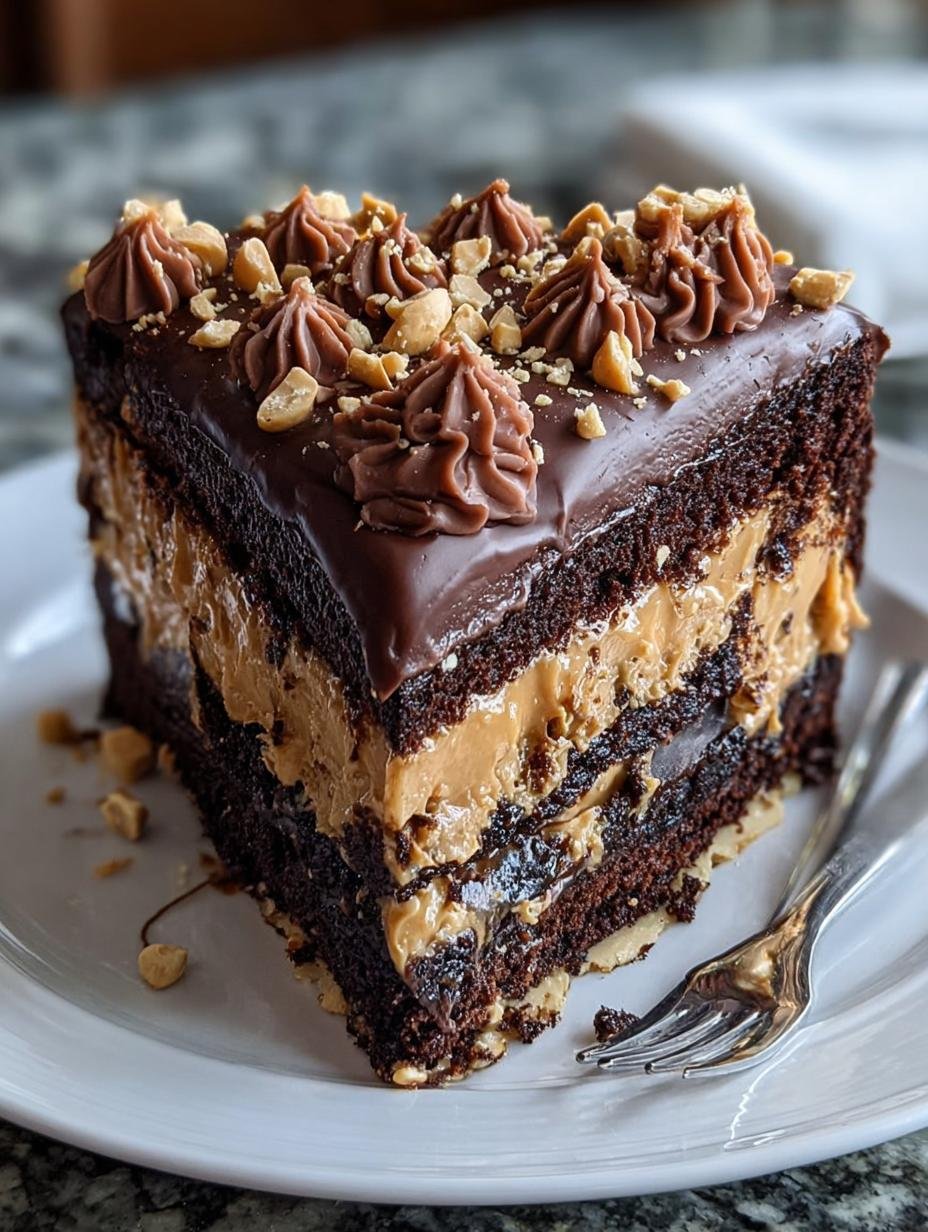 Decadent Chocolate Peanut Butter Cake Bliss 3 Decadent Chocolate Peanut Butter Cake Bliss - Chocolate Peanut Butter Cake - main visual representation