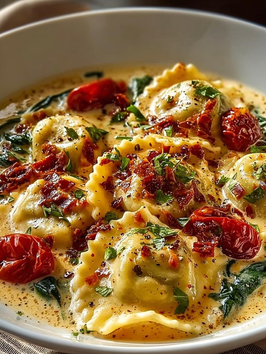 Creamy Tuscan Ravioli Soup