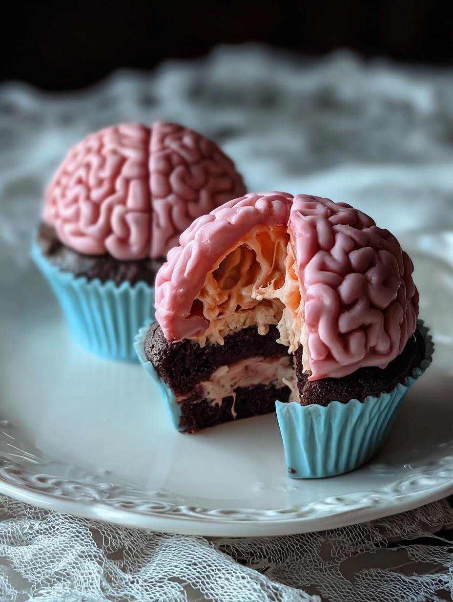 Halloween Brain Cupcakes: Gruesome & Easy Treats - Halloween Brain Cupcake - additional detail