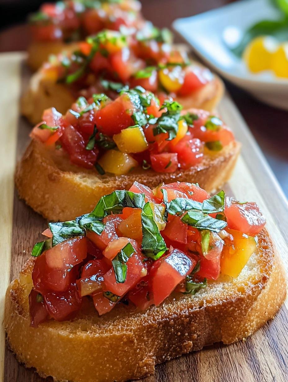 Irresistible Tomato Bruschetta: 10 Min Fresh Joy 2 Irresistible Tomato Bruschetta Fresh - close-up of toasted baguette with tomato topping