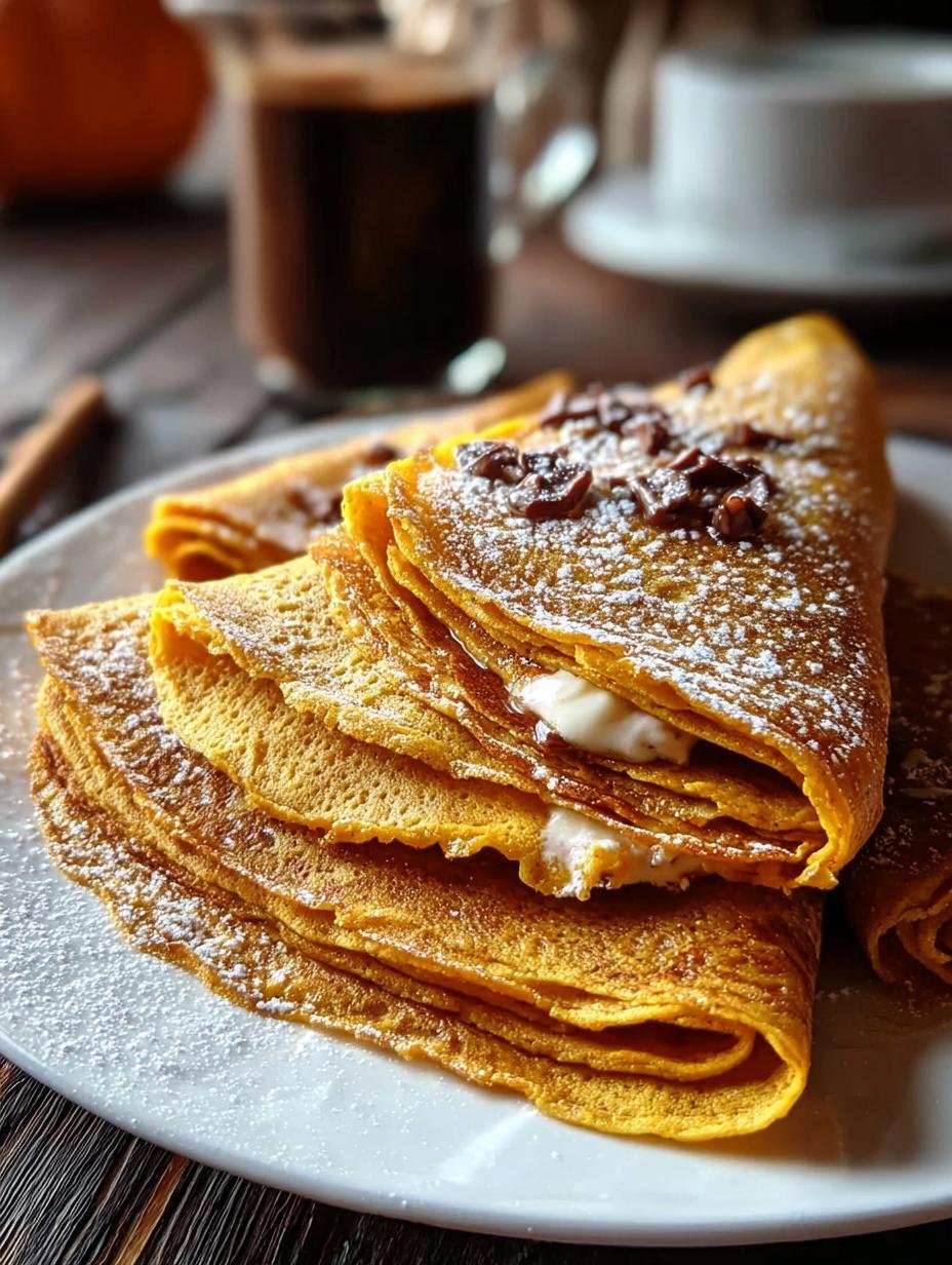 Pumpkin Crepes: Cozy Fall Treat in 5 Steps 1 Pumpkin Crepes: Cozy Fall Treat in 5 Steps - close-up of pumpkin crepes stacked with filling
