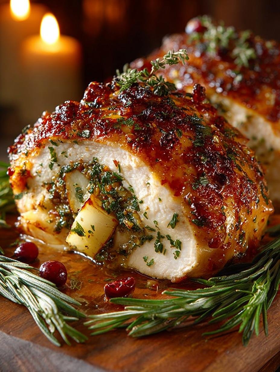 Stuffed Roast Chicken with Cranberries and Apples - Stuffed Roast Chicken with - additional detail