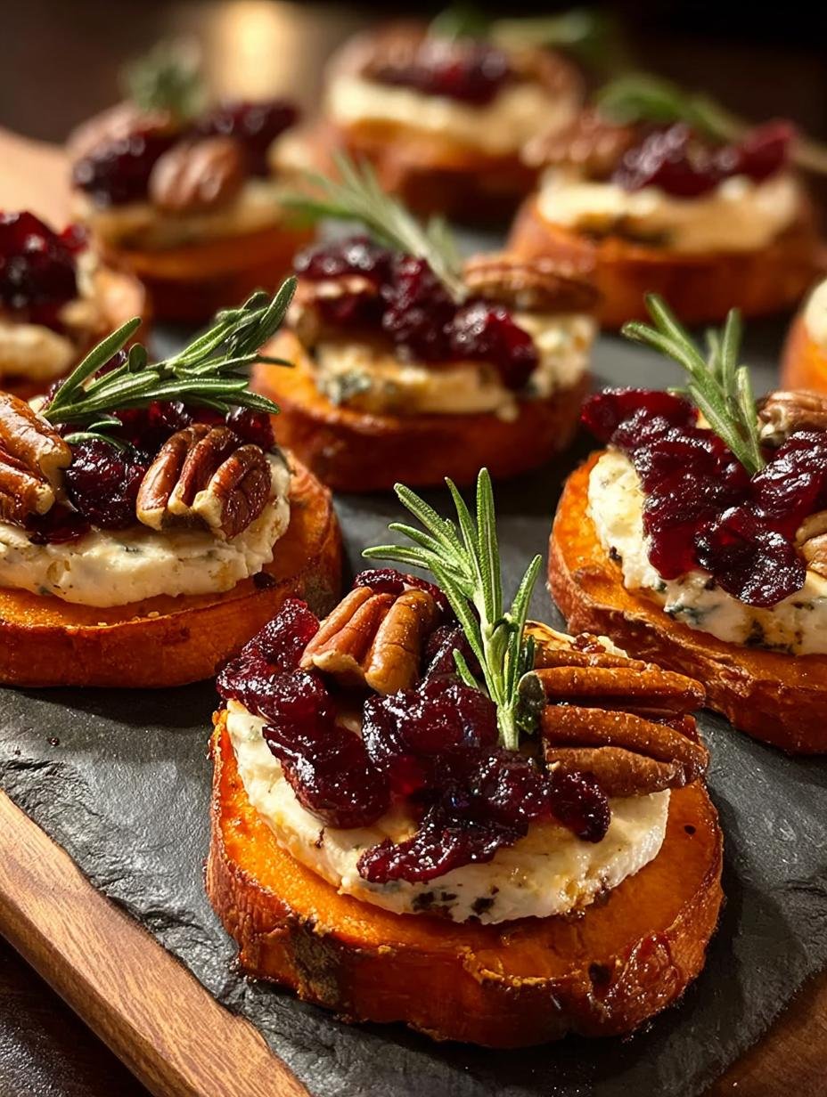 Sweet Potato Rounds with Brie, Cranberry & Pecans Delight 2 Sweet Potato Rounds with Brie, Cranberry & Pecans Delight - Sweet Potato Rounds with - additional detail