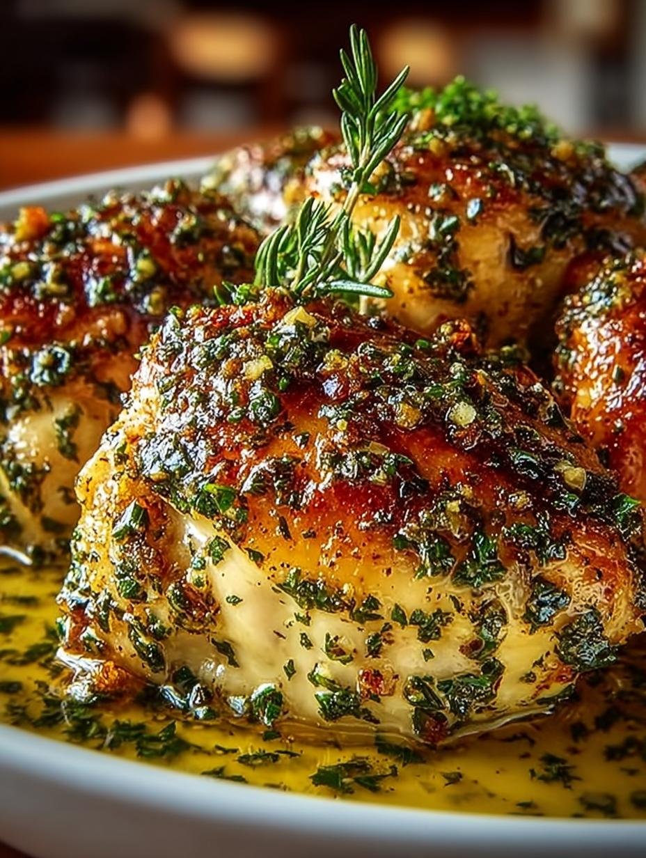 Irresistible Garlic Butter Baked Chicken served with lemon wedges and fresh parsley