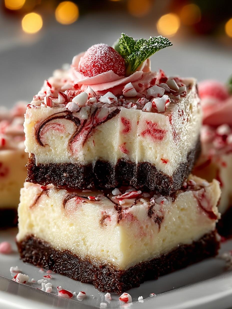 Peppermint Swirl Cheesecake Bars