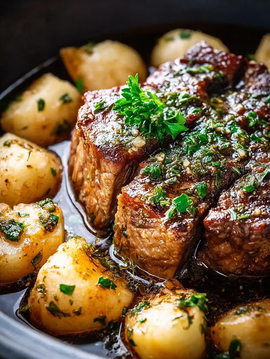 Slow Cooker Garlic Butter Beef Bites with Potatoes Recipe - Slow Cooker Garlic Butter - main visual representation