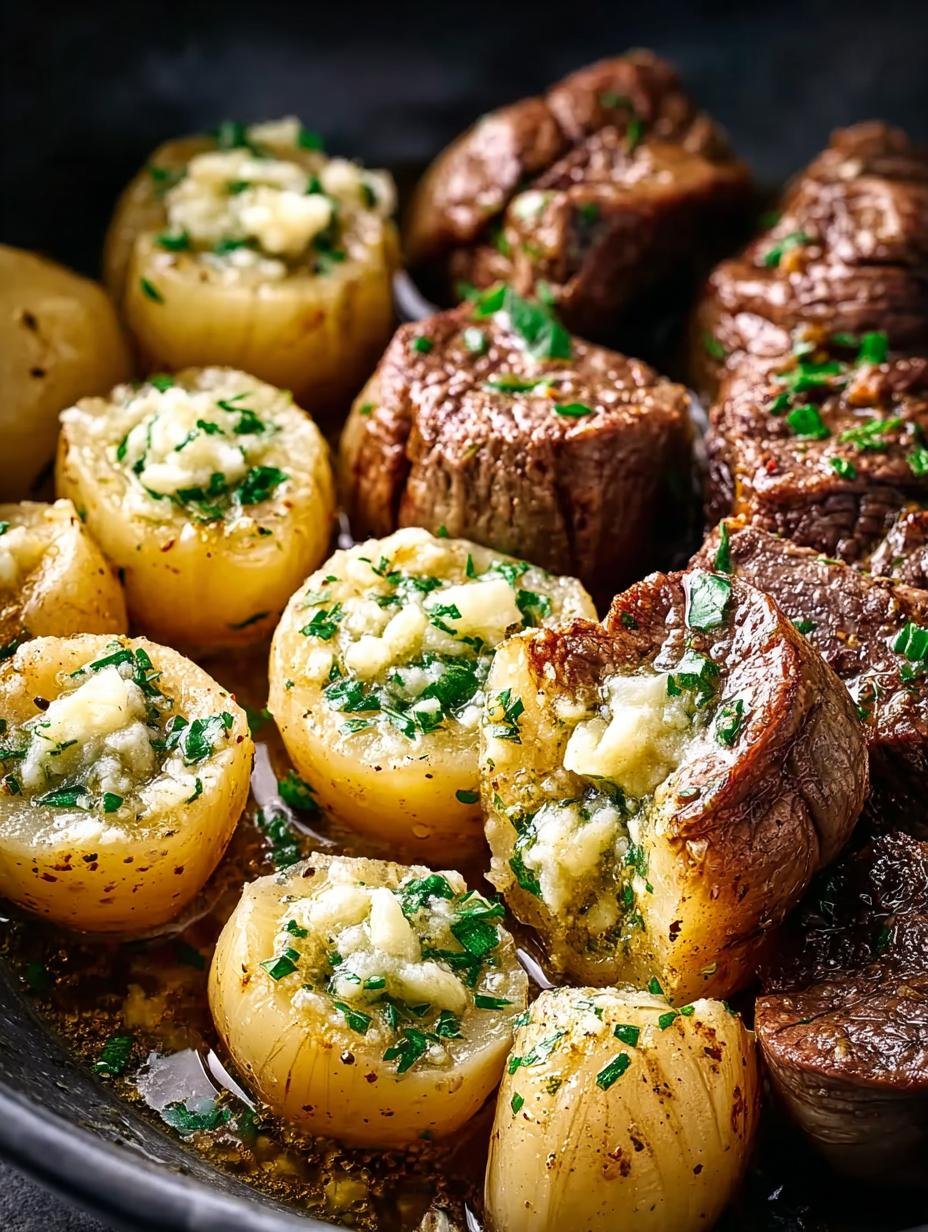 Slow Cooker Garlic Butter Beef Bites with Potatoes Recipe - Slow Cooker Garlic Butter - additional detail