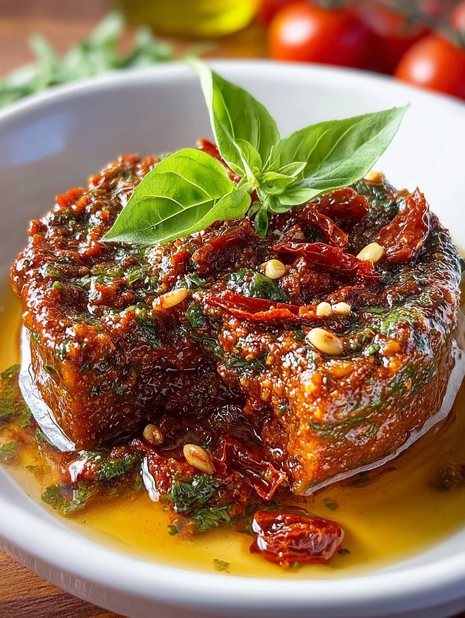 Sun Dried Tomato Pesto: 7 Irresistible Ways to Enjoy 1 Sun Dried Tomato Pesto: 7 Irresistible Ways to Enjoy - Sun Dried Tomato Pesto - main visual representation
