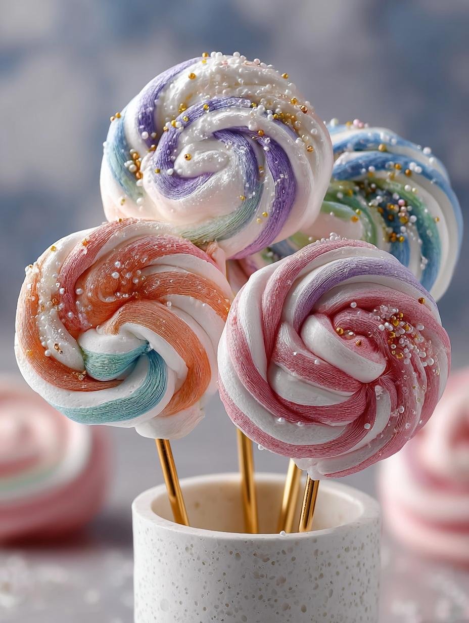 Colorful Meringue Lollipops
