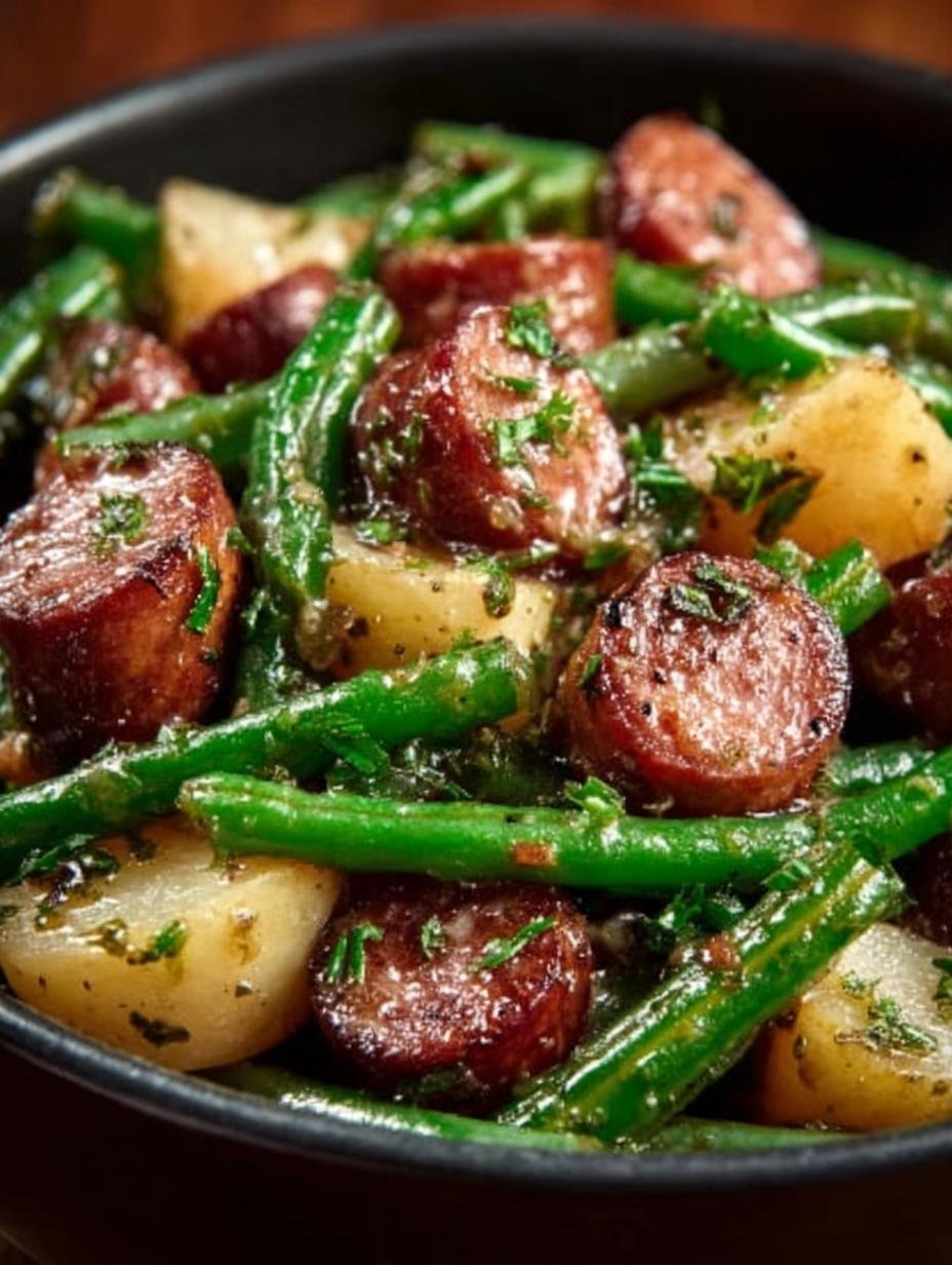 Crockpot Kielbasa Green Beans: 7 Simple Steps to Delight 1 Delicious Crockpot Kielbasa Green Beans served in a bowl
