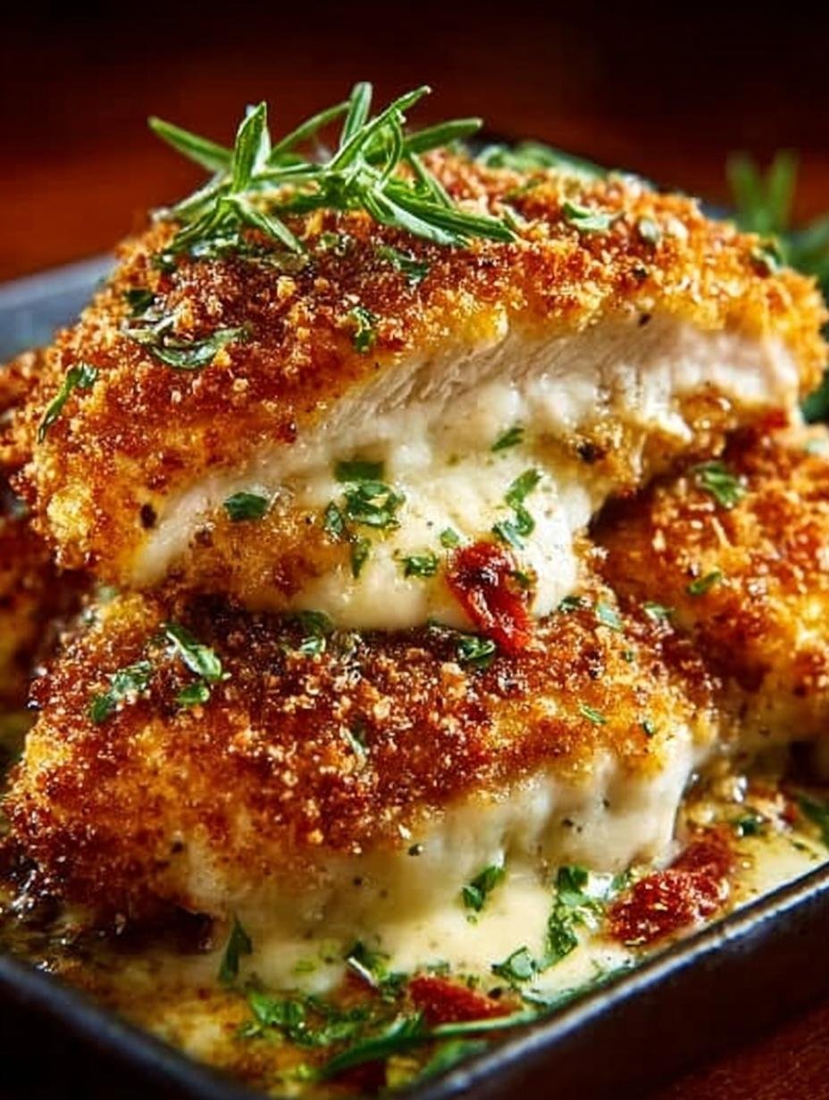 Irresistible Crusted Chicken Romano with a Crispy Crunch on a serving plate