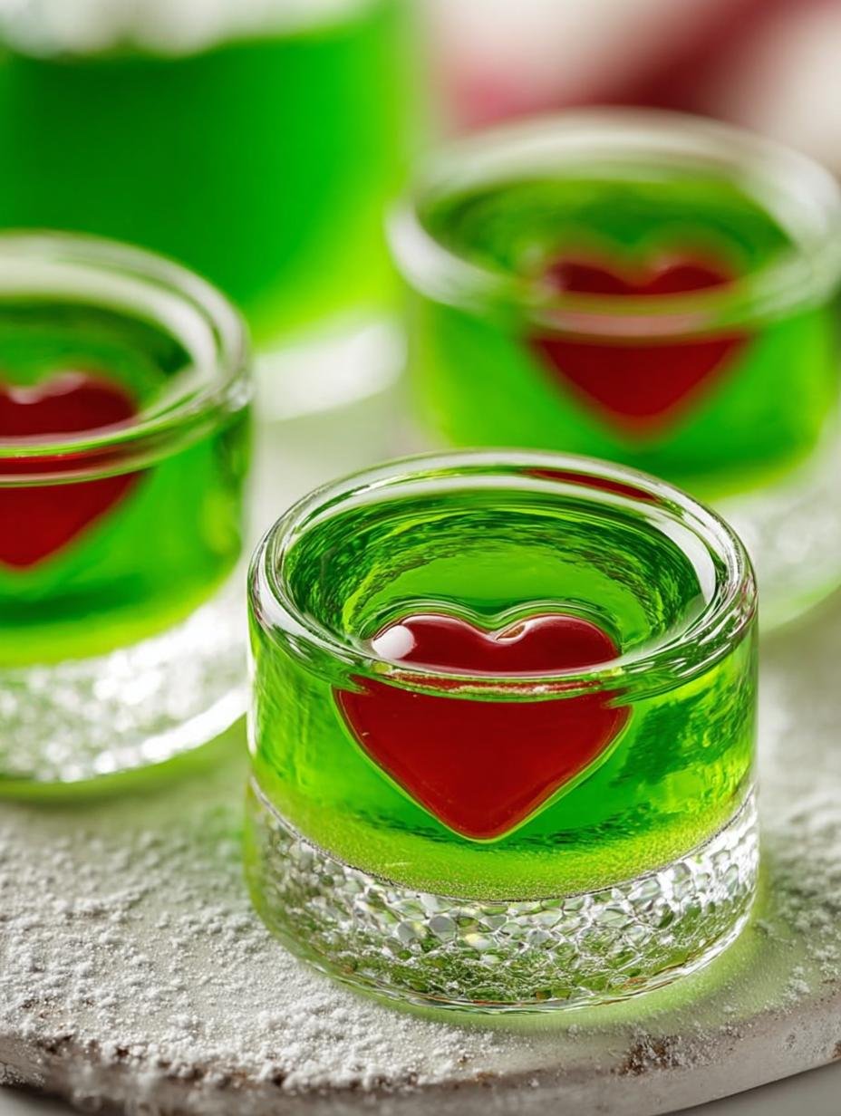 Grinch Jello Shots: 20 Festive Holiday Treats - Grinch Jello Shots - additional detail