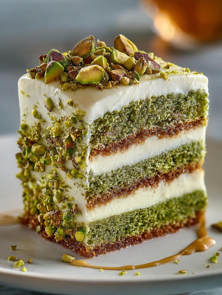 Indulge Pistachio Mascarpone Layer Cake Delight 1 Indulge Pistachio Mascarpone Layer Cake Delight - Indulge Pistachio Mascarpone Layer - main visual representation