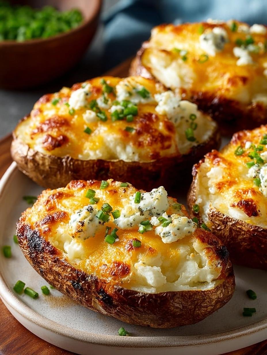 Twice Baked Potatoes with Cheddar and Green Onions - Twice Baked Potatoes with - main visual representation
