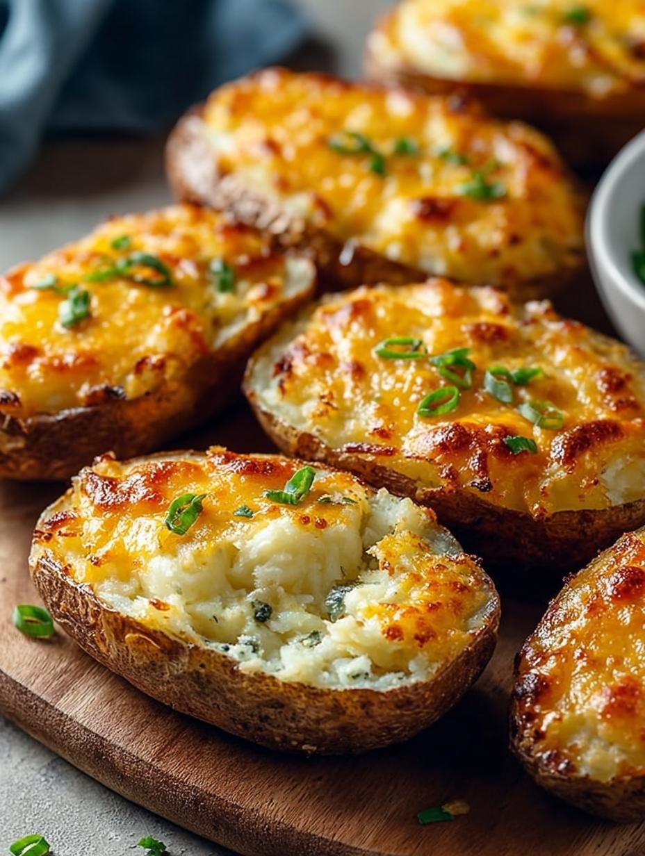 Twice Baked Potatoes with Cheddar and Green Onions - Twice Baked Potatoes with - additional detail