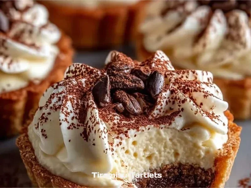 Delicious homemade Tiramisu Tartlets topped with cocoa powder and coffee