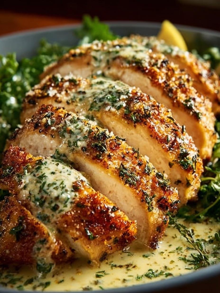 Baked Caesar Chicken with Creamy Parmesan Sauce Delight - Baked Caesar Chicken with - main visual representation