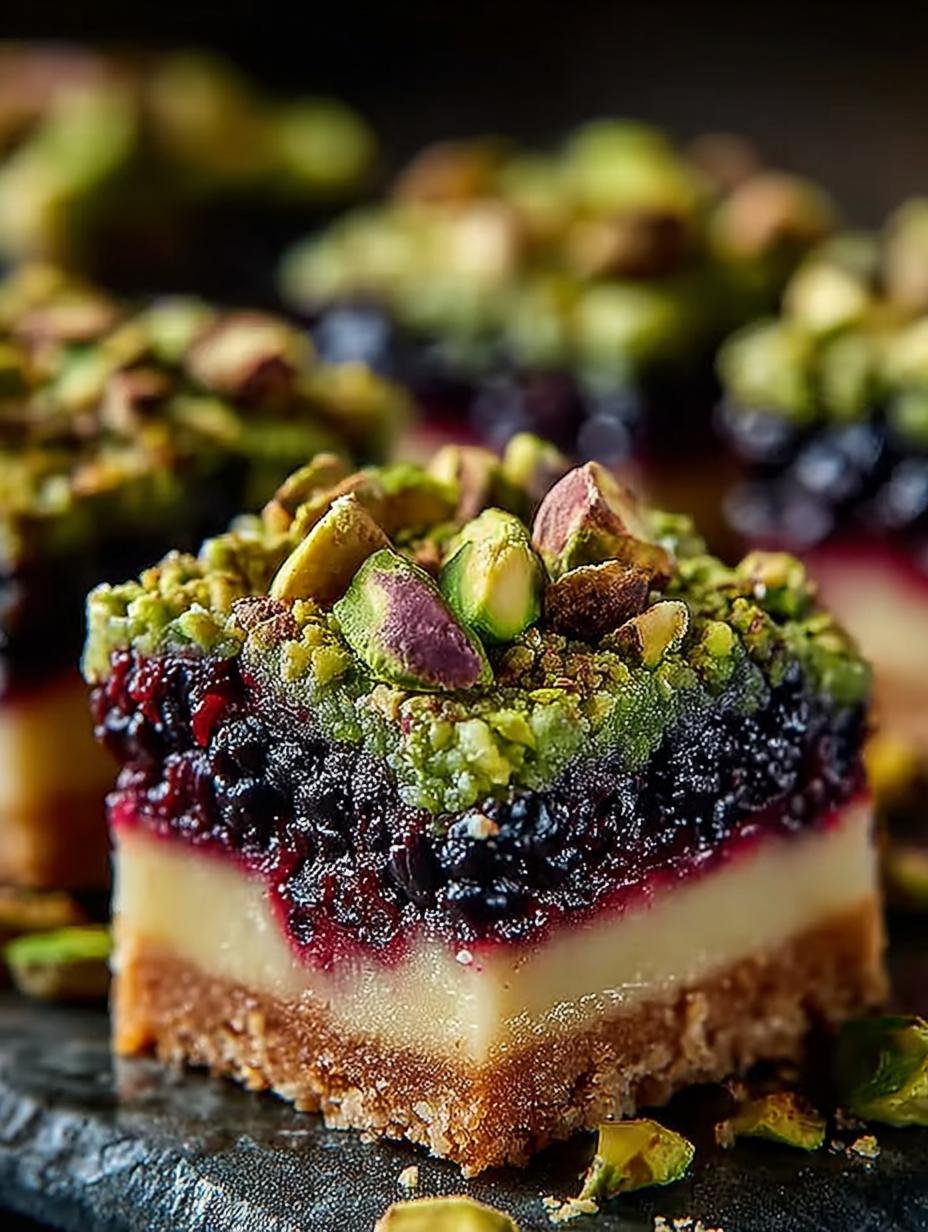 Indulge in 5 Irresistible Blackberry Pistachio Dream Bars 2 Indulge in 5 Irresistible Blackberry Pistachio Dream Bars - Blackberry Pistachio Dream Bars - additional detail