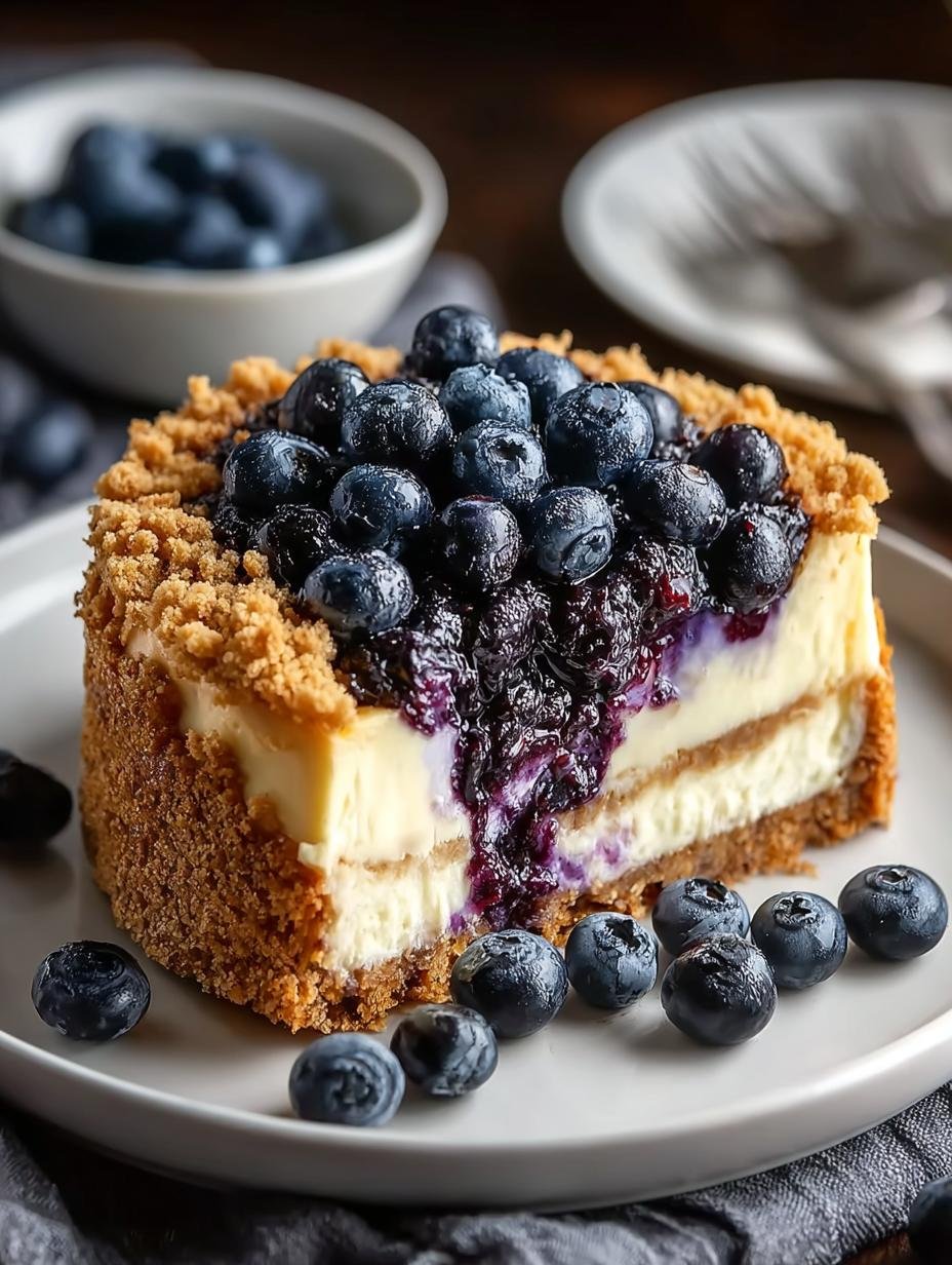 Blueberry Crumble Cheesecake: 5 Layers of Delightful Flavor 1 Blueberry Crumble Cheesecake: 5 Layers of Delightful Flavor - Blueberry Crumble Cheesecake - main visual representation