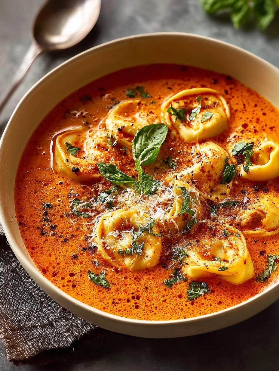 Cheesy Tomato Tortellini Soup