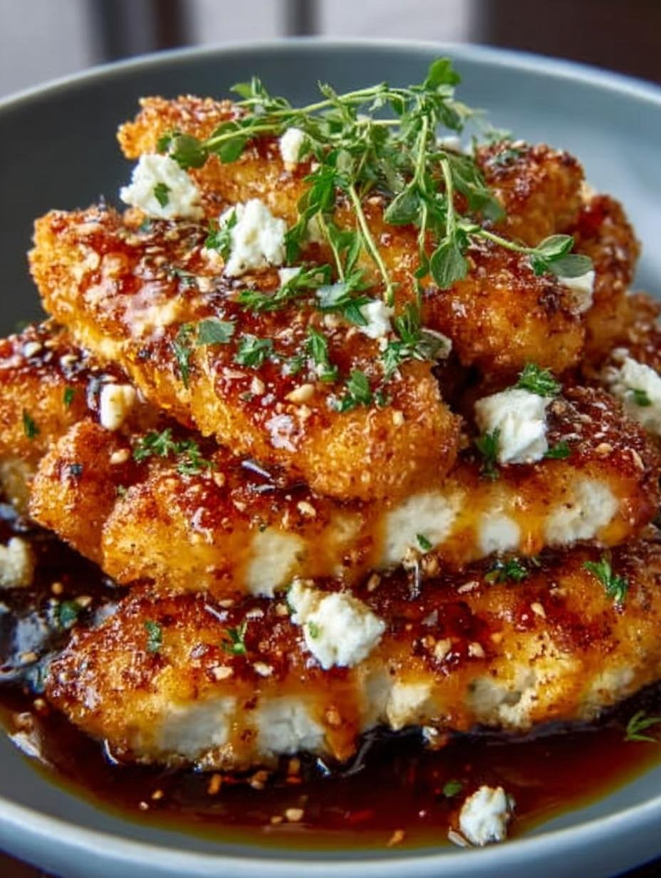 Crispy Feta Chicken with Hot Honey Drizzle Recipe - Crispy Feta Chicken with - main visual representation