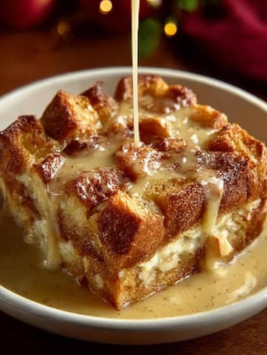 Eggnog Apple Bread Pudding