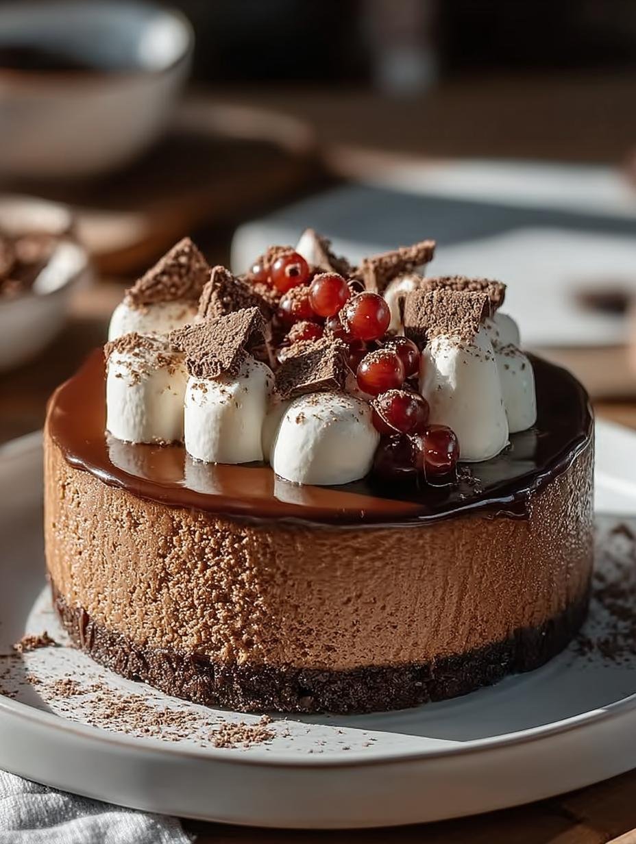 Hot Cocoa Cheesecake with Marshmallow Whipped Cream Delight - Hot Cocoa Cheesecake with - main visual representation