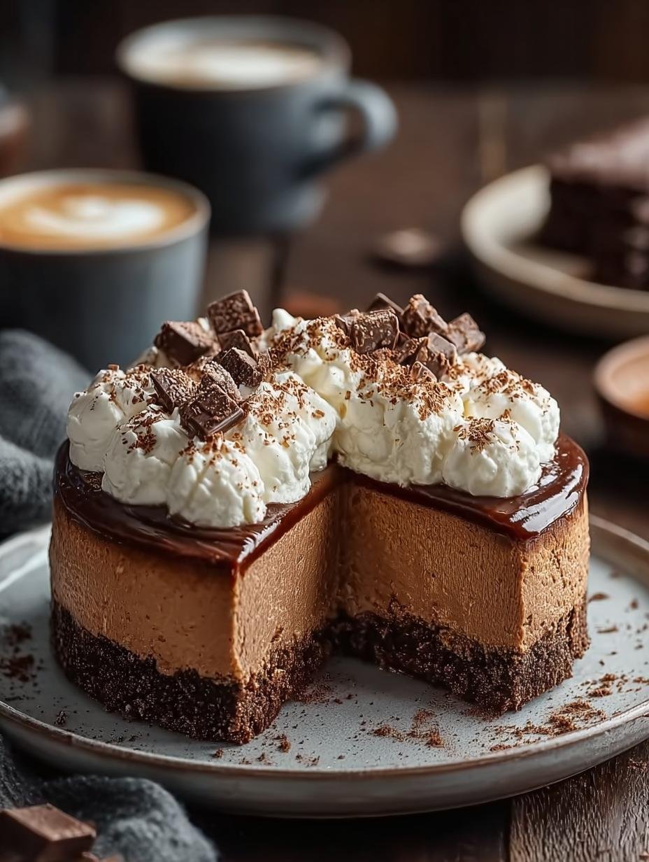 Hot Cocoa Cheesecake with Marshmallow Whipped Cream Delight - Hot Cocoa Cheesecake with - additional detail