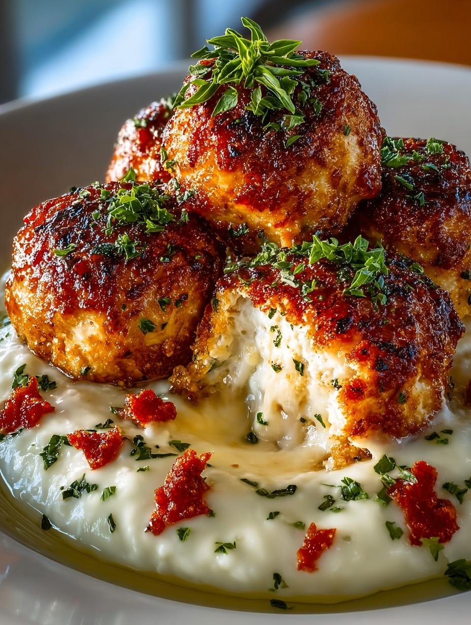 Irresistible Parmesan Cloud Chicken Bombs fresh from the oven on a serving platter