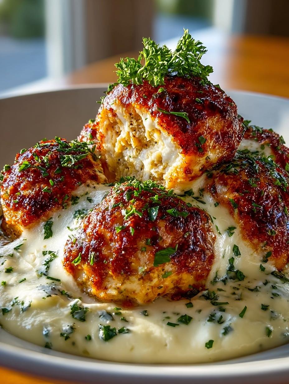 Deliciously baked Parmesan Cloud Chicken Bombs ready to be served