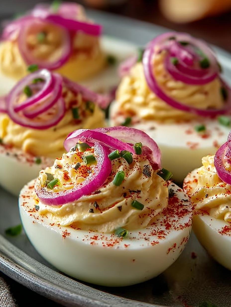 Pickled Onion Deviled Eggs: 12 Bold and Creamy Delights 2 Pickled Onion Deviled Eggs: 12 Bold and Creamy Delights - Pickled Onion Deviled Eggs - additional detail