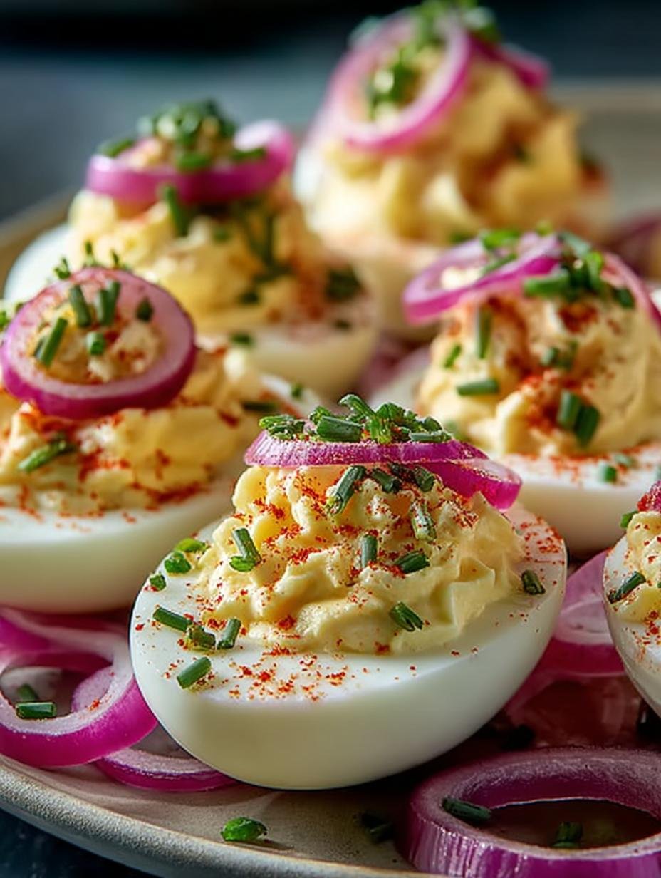 Pickled Onion Deviled Eggs