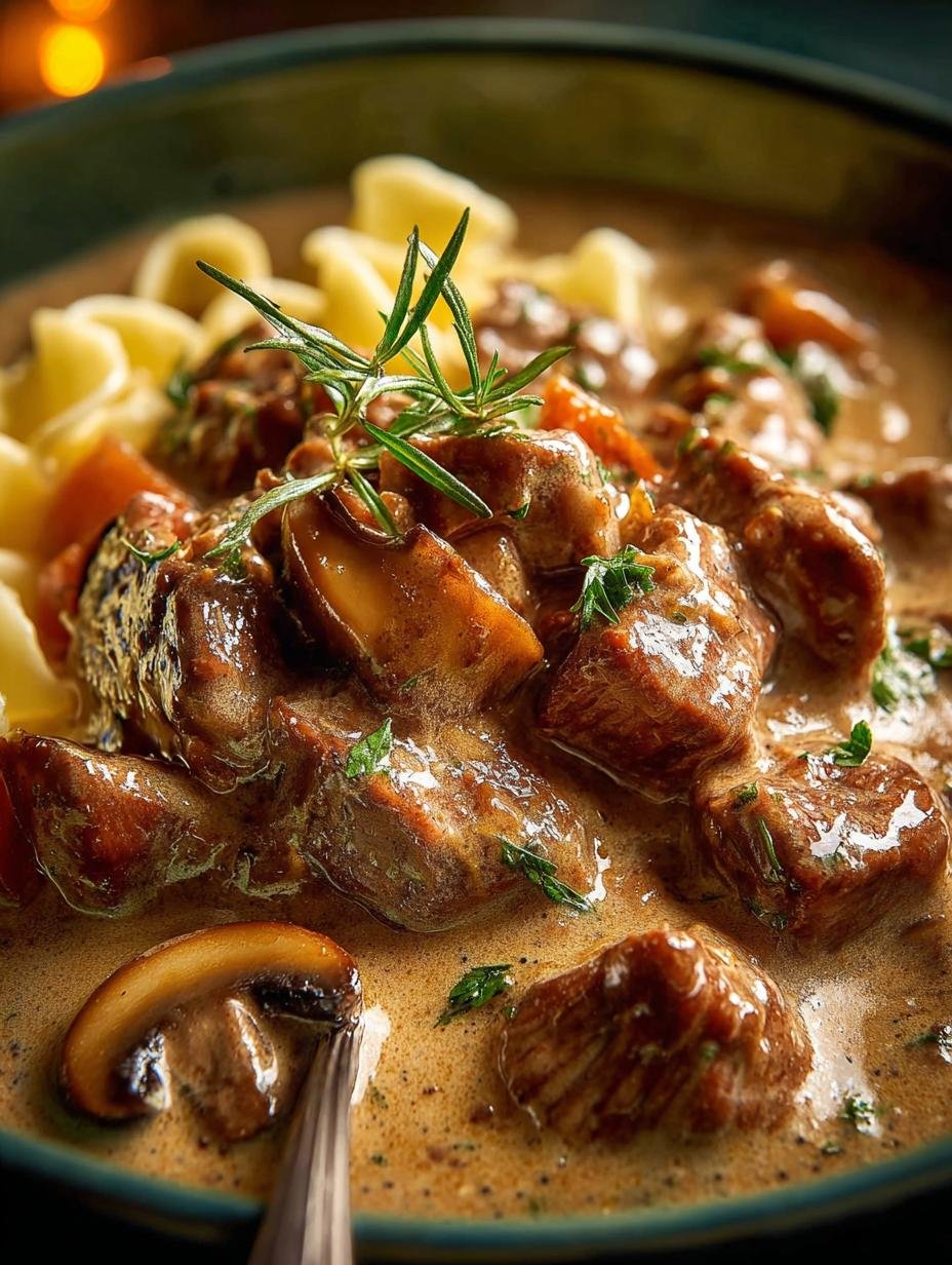 Slow Cooker Beef Stroganoff: 8 Hours to Comforting Bliss - Slow Cooker Beef Stroganoff - main visual representation