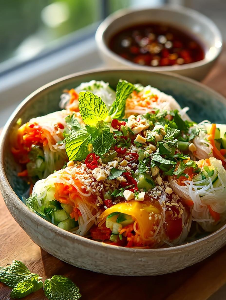 Spring Roll Salad with Spicy Ginger Dressing Delight 1 Spring Roll Salad with Spicy Ginger Dressing Delight - Spring Roll Salad with - main visual representation