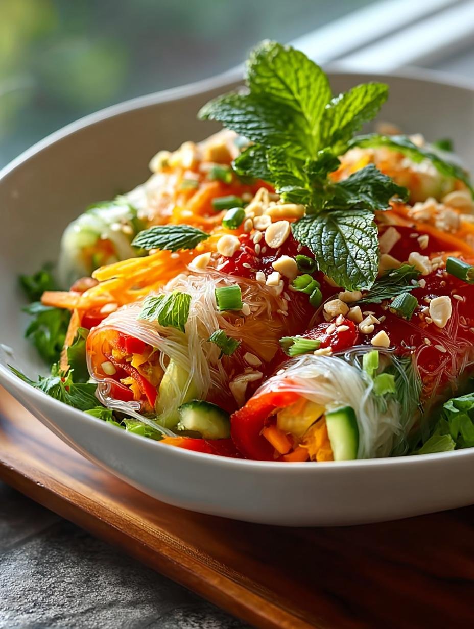 Spring Roll Salad with Spicy Ginger Dressing Delight 2 Spring Roll Salad with Spicy Ginger Dressing Delight - Spring Roll Salad with - additional detail